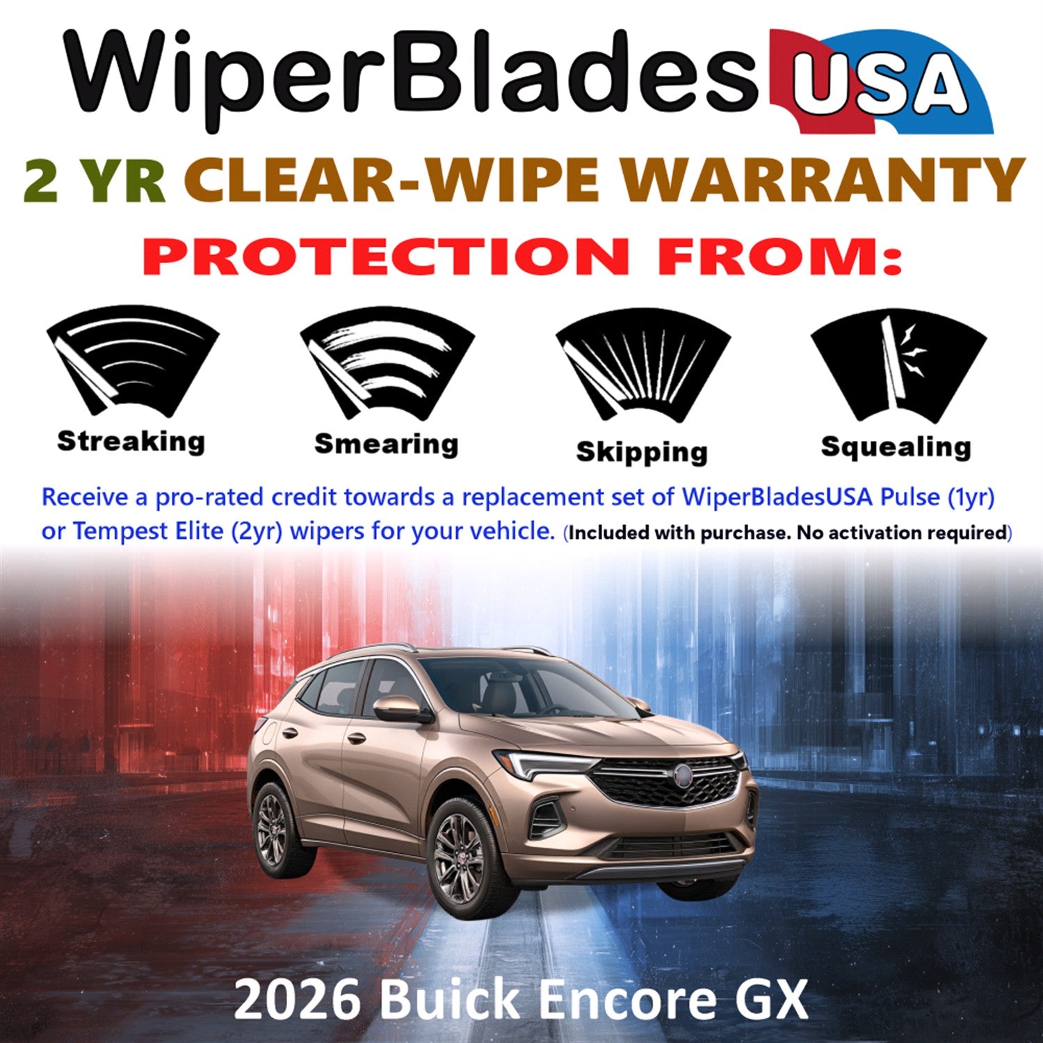 2026 Buick Encore GX Front Wiper blades Set  Includes 2yr Wear Warranty & Free Delivery