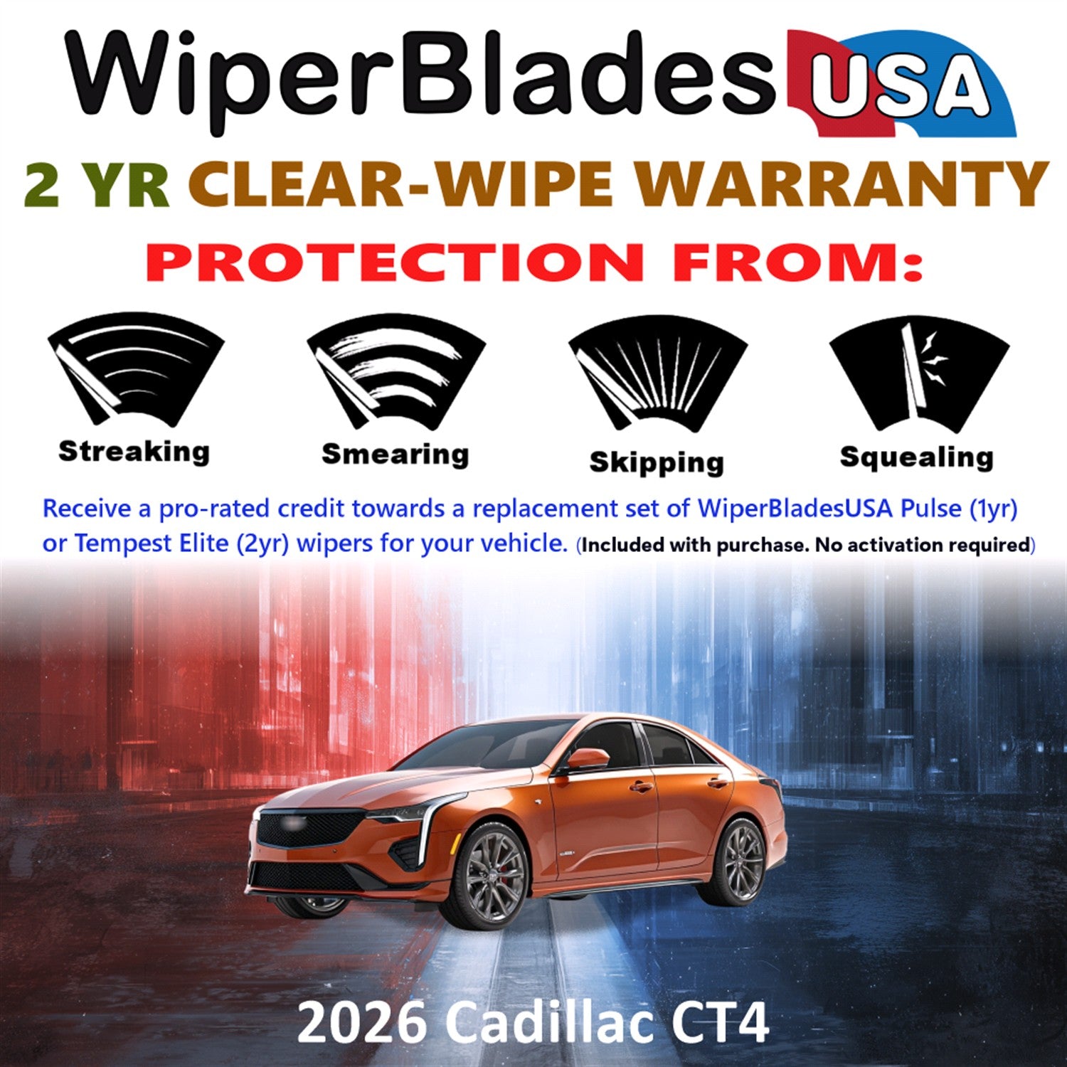 2026 Cadillac CT4 Front Wiper blades Set  Includes 2yr Wear Warranty & Free Delivery