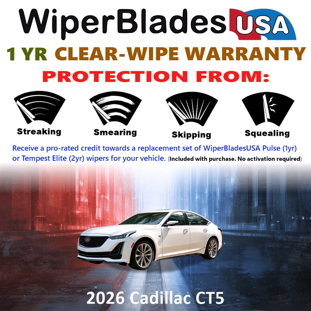 2026 Cadillac CT5 Front Wiper blades Set Includes 1yr Wear Warranty & Free Delivery