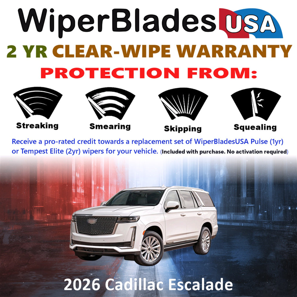 2026 Cadillac Escalade Front Wiper blades Set  Includes 2yr Wear Warranty & Free Delivery