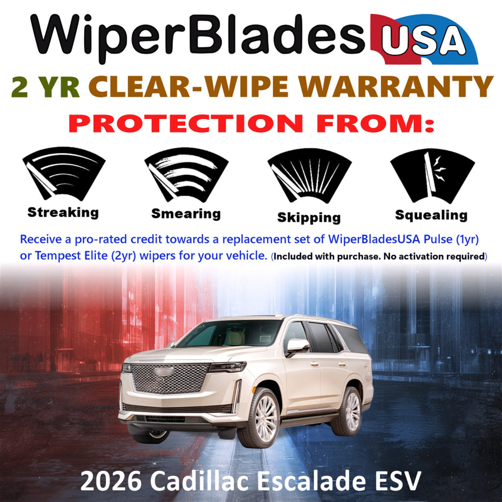 2026 Cadillac Escalade ESV Front Wiper blades Set  Includes 2yr Wear Warranty & Free Delivery