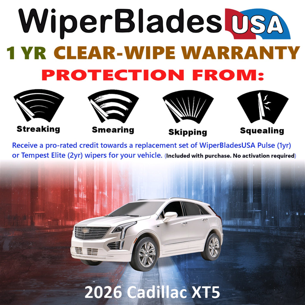 2026 Cadillac XT5 Front Wiper blades Set Includes 1yr Wear Warranty & Free Delivery