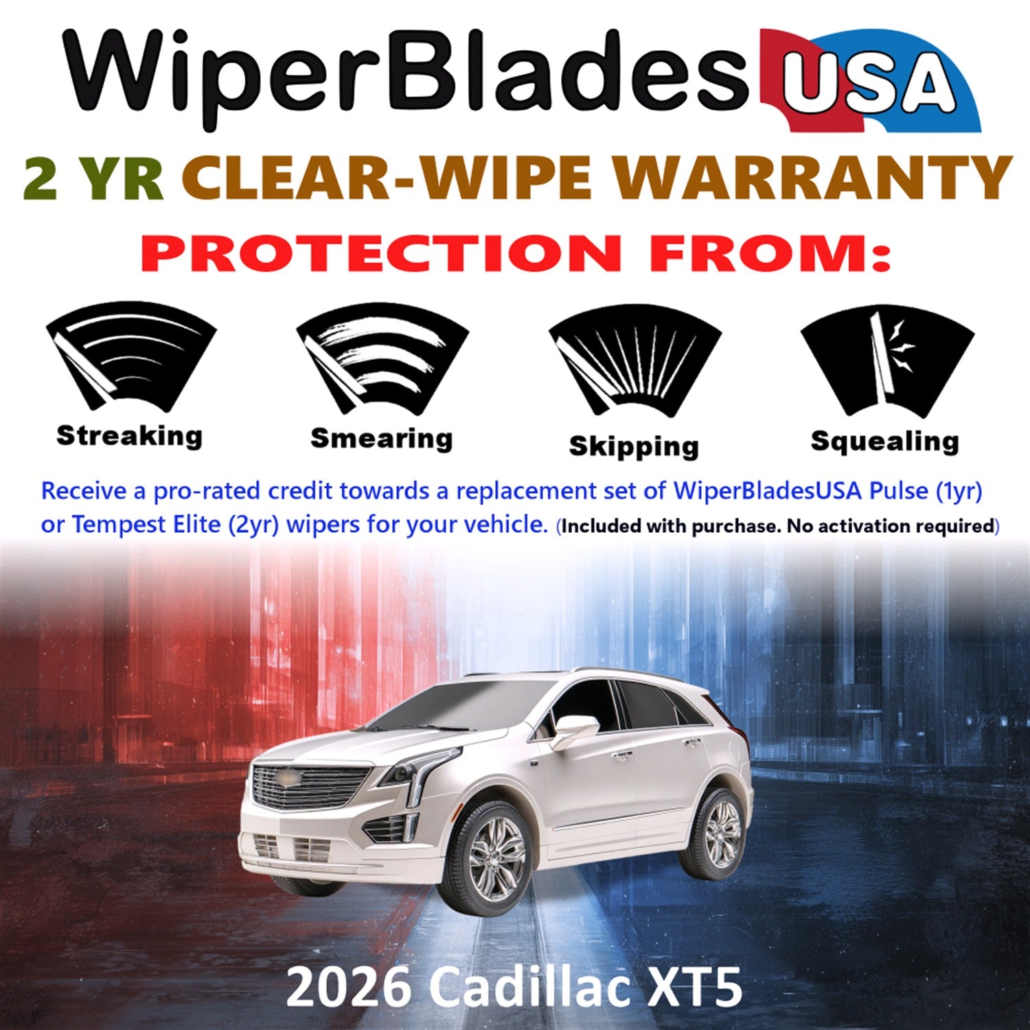 2026 Cadillac XT5 Front Wiper blades Set  Includes 2yr Wear Warranty & Free Delivery