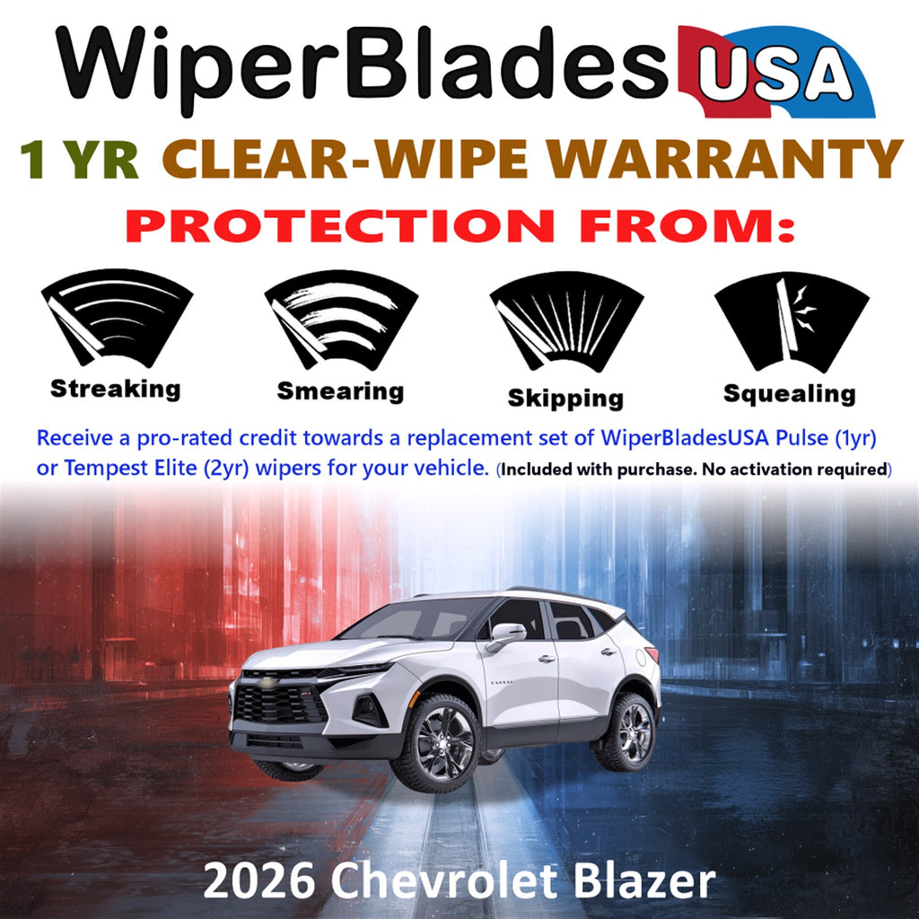 2026 Chevrolet Blazer Front Wiper blades Set Includes 1yr Wear Warranty & Free Delivery