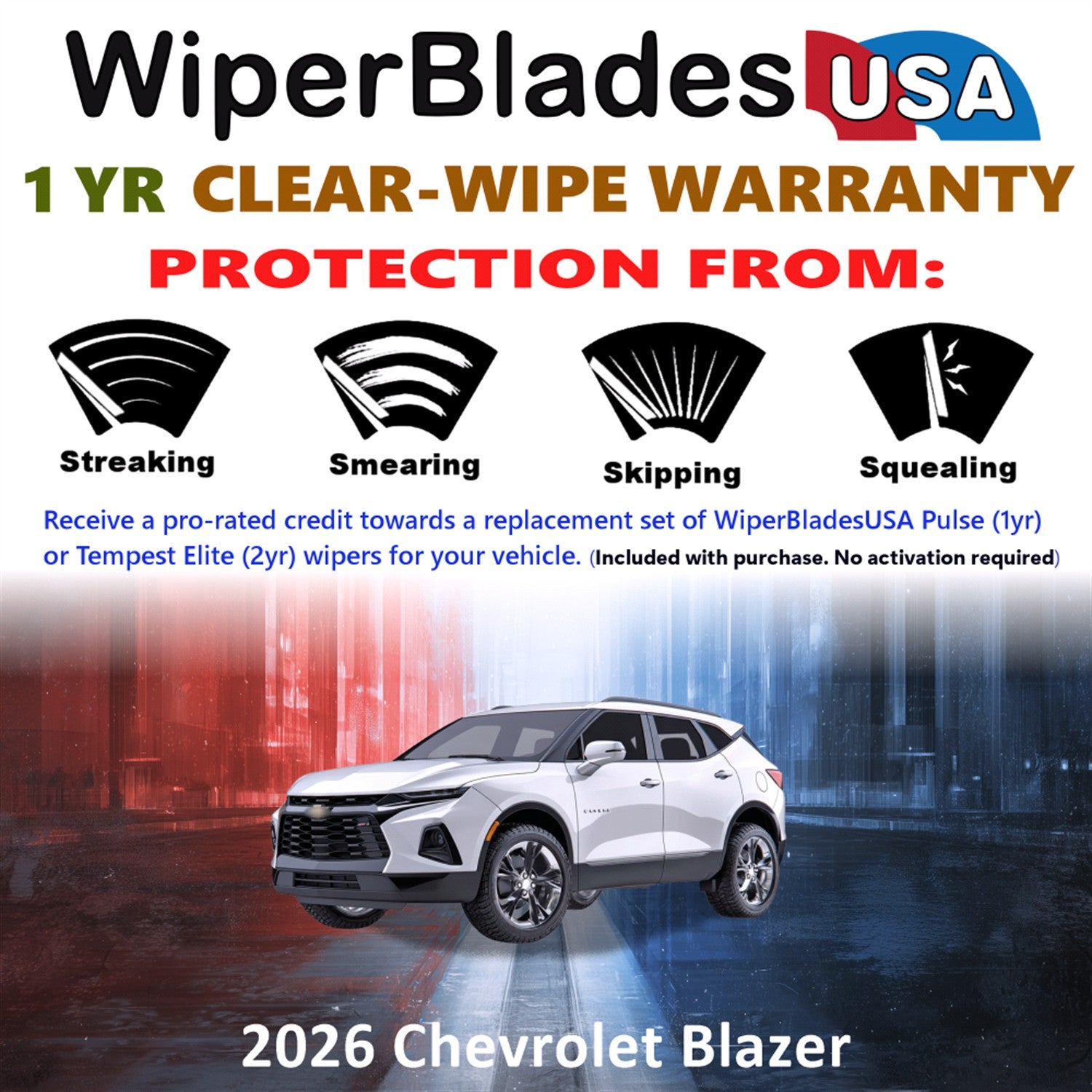 2026 Chevrolet Blazer Front Wiper blades Set Includes 1yr Wear Warranty & Free Delivery
