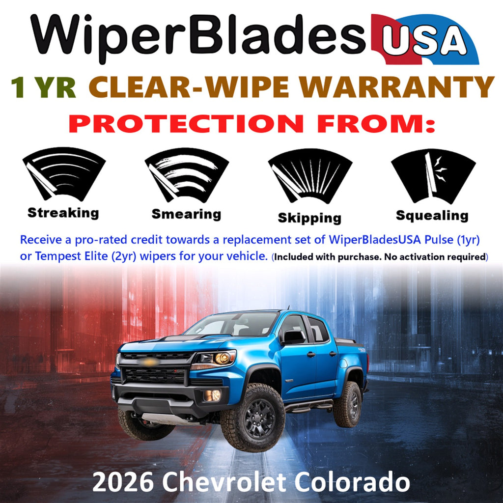 2026 Chevrolet Colorado Front Wiper blades Set Includes 1yr Wear Warranty & Free Delivery