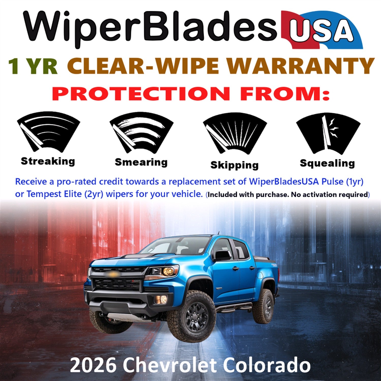 2026 Chevrolet Colorado Front Wiper blades Set Includes 1yr Wear Warranty & Free Delivery