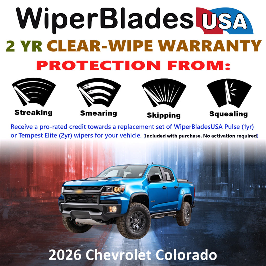 2026 Chevrolet Colorado Front Wiper blades Set  Includes 2yr Wear Warranty & Free Delivery