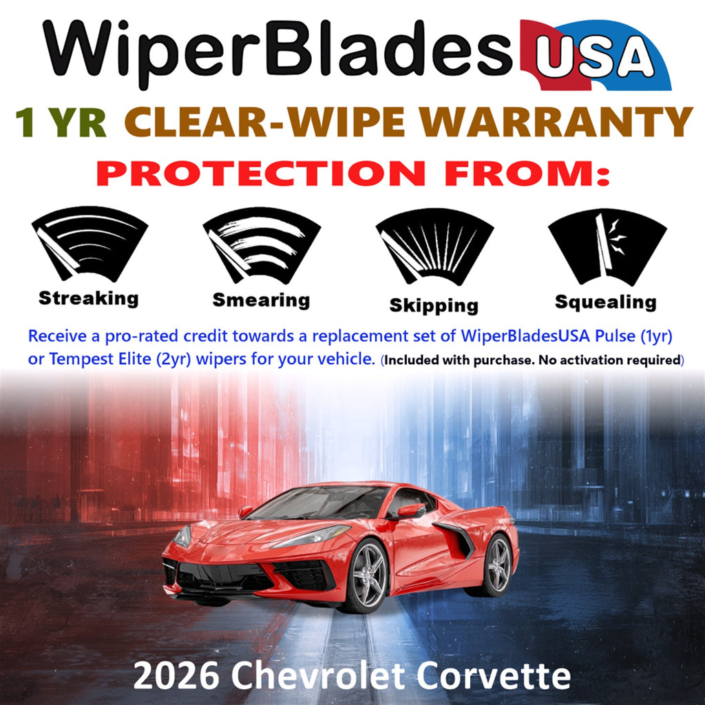 2026 Chevrolet Corvette Front Wiper blades Set Includes 1yr Wear Warranty & Free Delivery