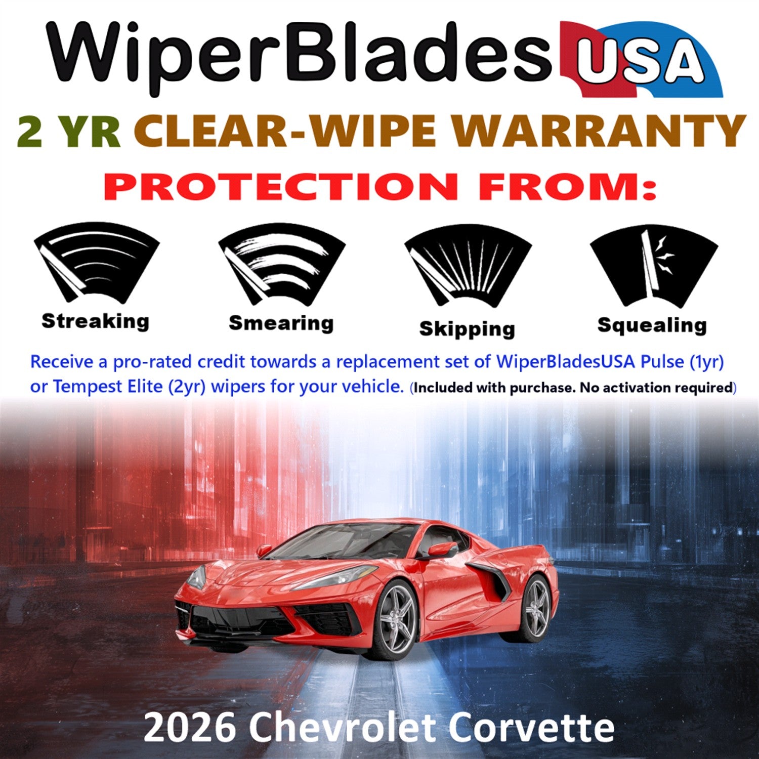 2026 Chevrolet Corvette Front Wiper blades Set  Includes 2yr Wear Warranty & Free Delivery