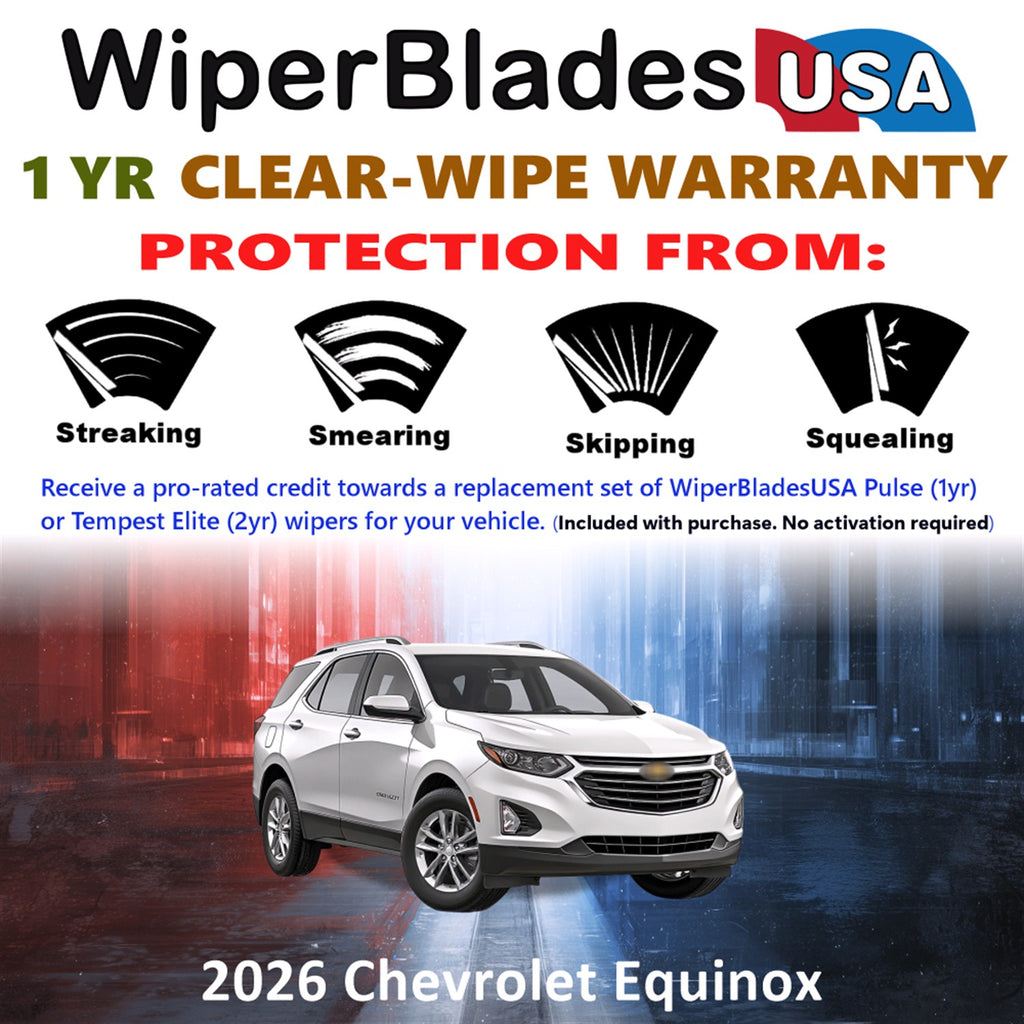 2026 Chevrolet Equinox Front Wiper blades Set Includes 1yr Wear Warranty & Free Delivery