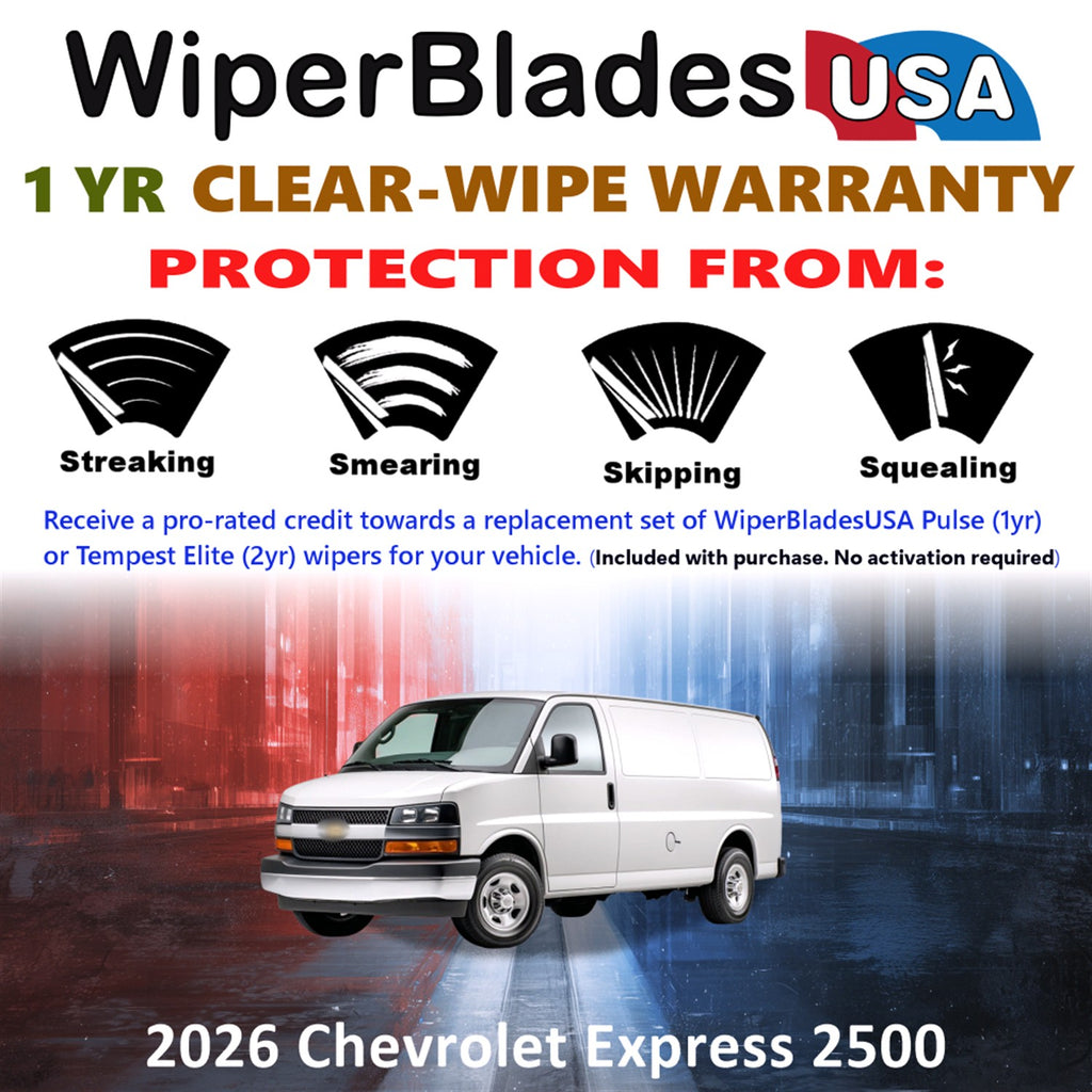 2026 Chevrolet Express 2500 Front Wiper blades Set Includes 1yr Wear Warranty & Free Delivery