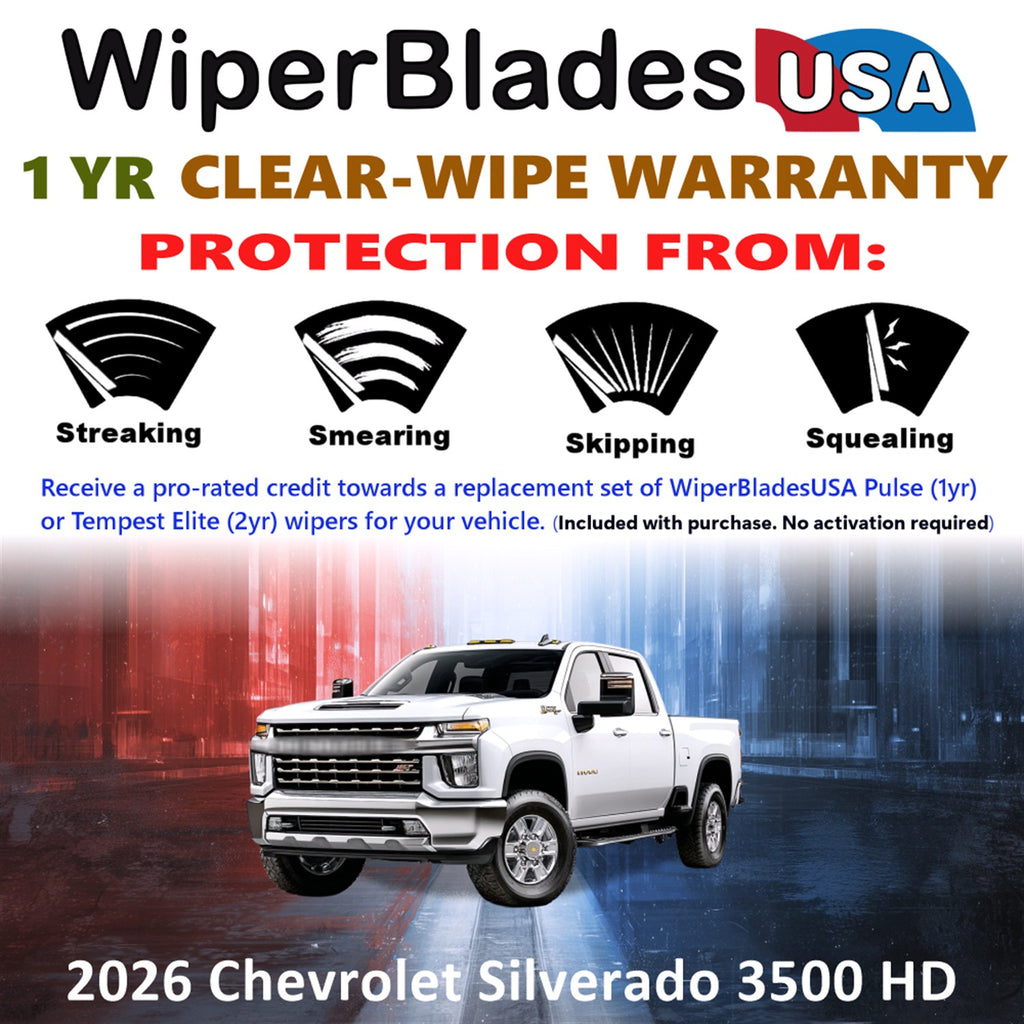 2026 Chevrolet Silverado 3500 HD Front Wiper blades Set Includes 1yr Wear Warranty & Free Delivery