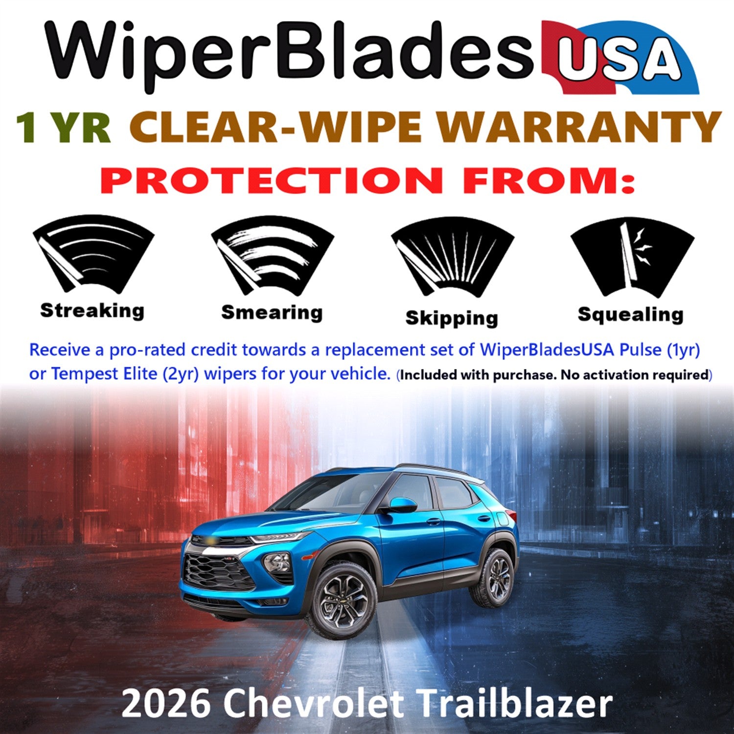 2026 Chevrolet Trailblazer Front w/Rear Wiper blades Set Includes 1yr Wear Warranty & Free Delivery