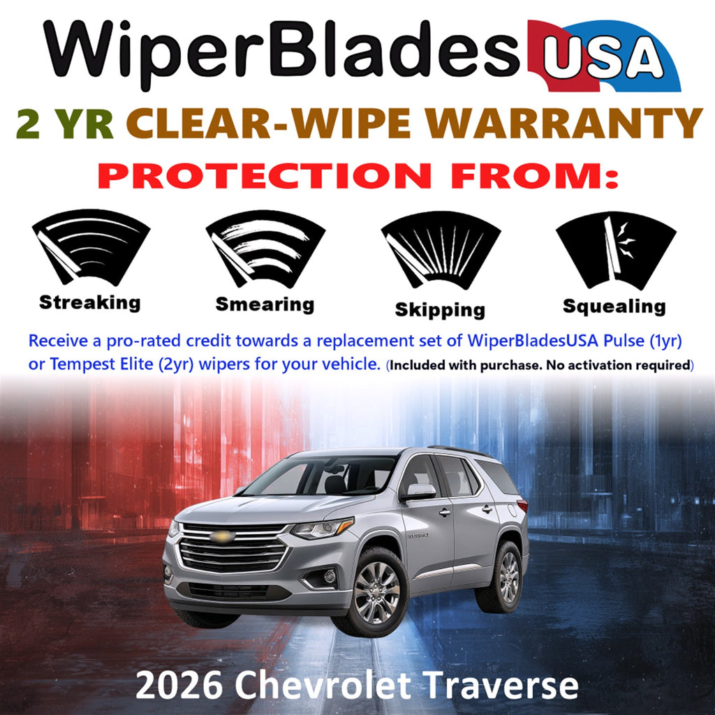 2026 Chevrolet Traverse Front Wiper blades Set  Includes 2yr Wear Warranty & Free Delivery
