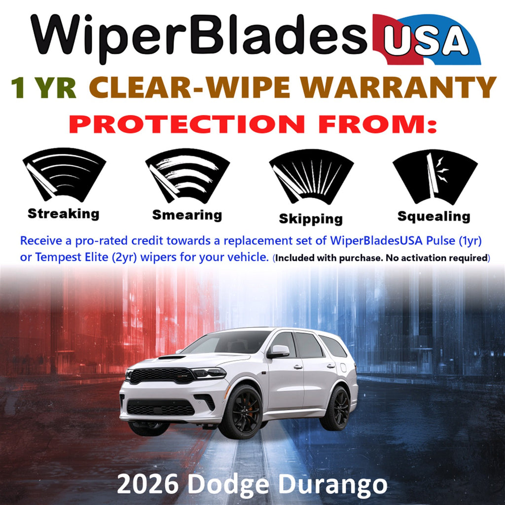 2026 Dodge Durango Front Wiper blades Set Includes 1yr Wear Warranty & Free Delivery
