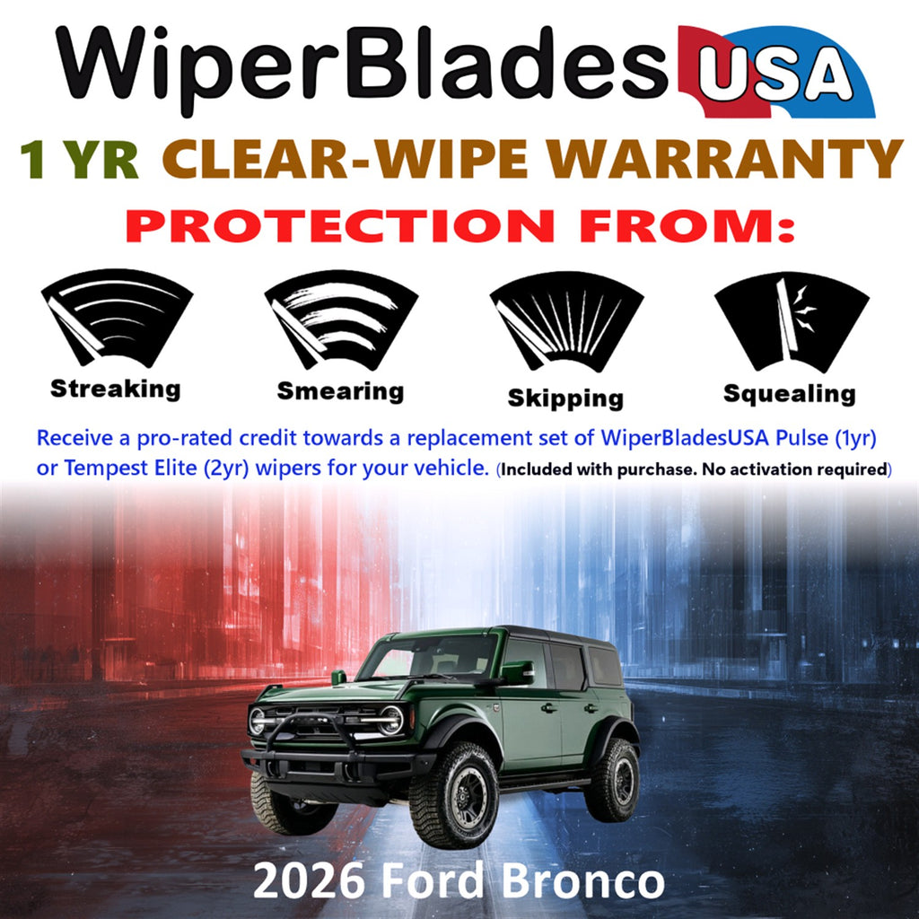 2026 Ford Bronco Front Wiper blades Set Includes 1yr Wear Warranty & Free Delivery