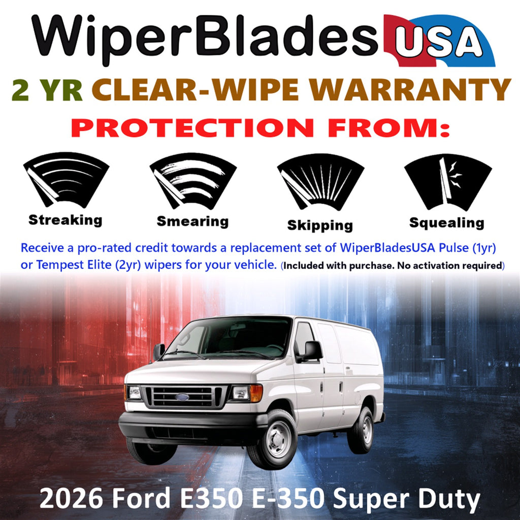 2026 Ford E350 E-350 Super Duty Front Wiper blades Set  Includes 2yr Wear Warranty & Free Delivery