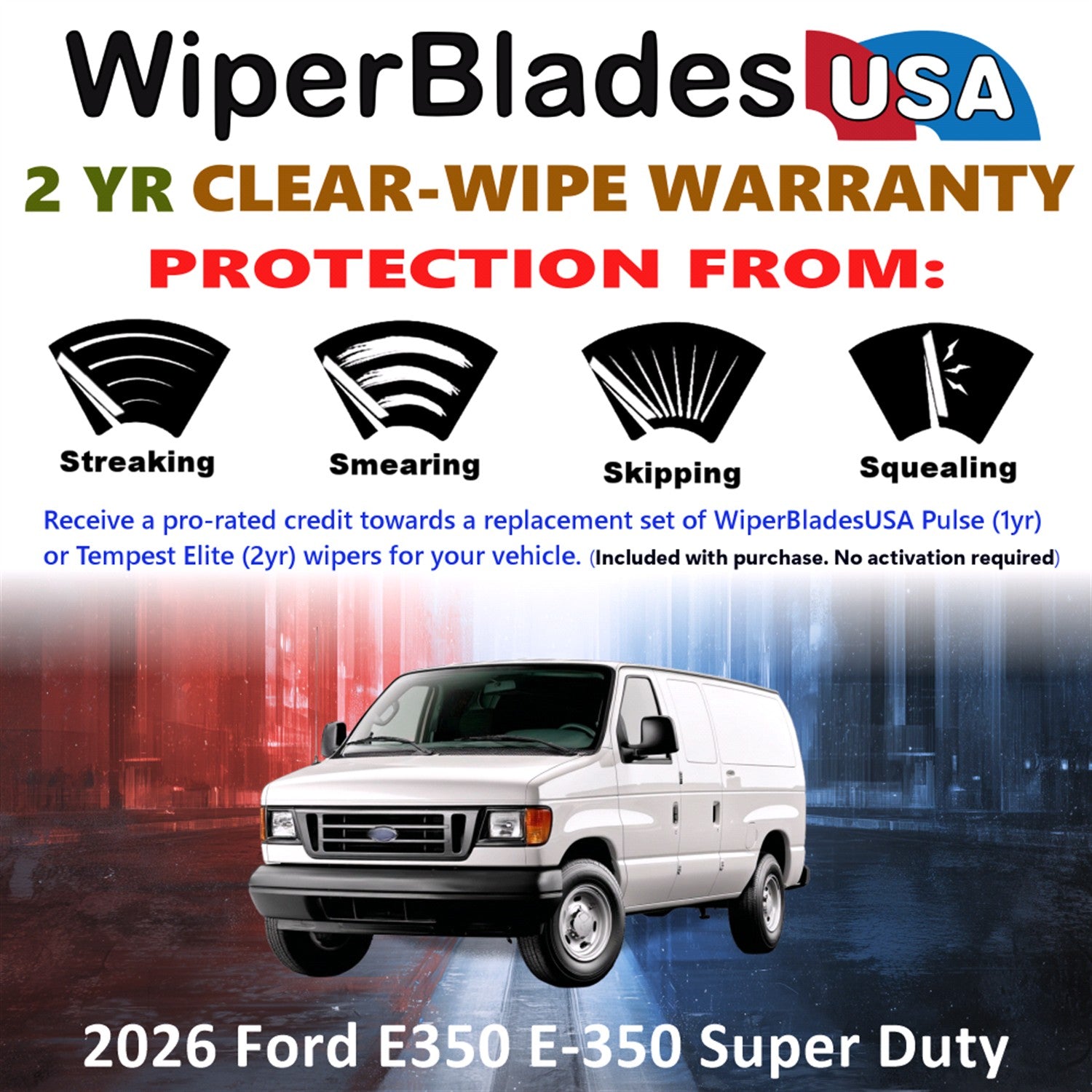 2026 Ford E350 E-350 Super Duty Front Wiper blades Set  Includes 2yr Wear Warranty & Free Delivery