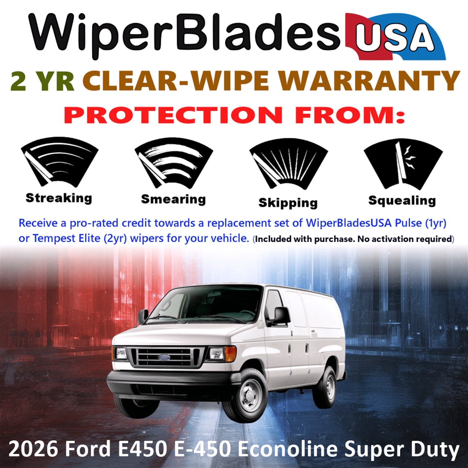 2026 Ford E450 E-450 Econoline Super Duty Front Wiper blades Set  Includes 2yr Wear Warranty & Free Delivery