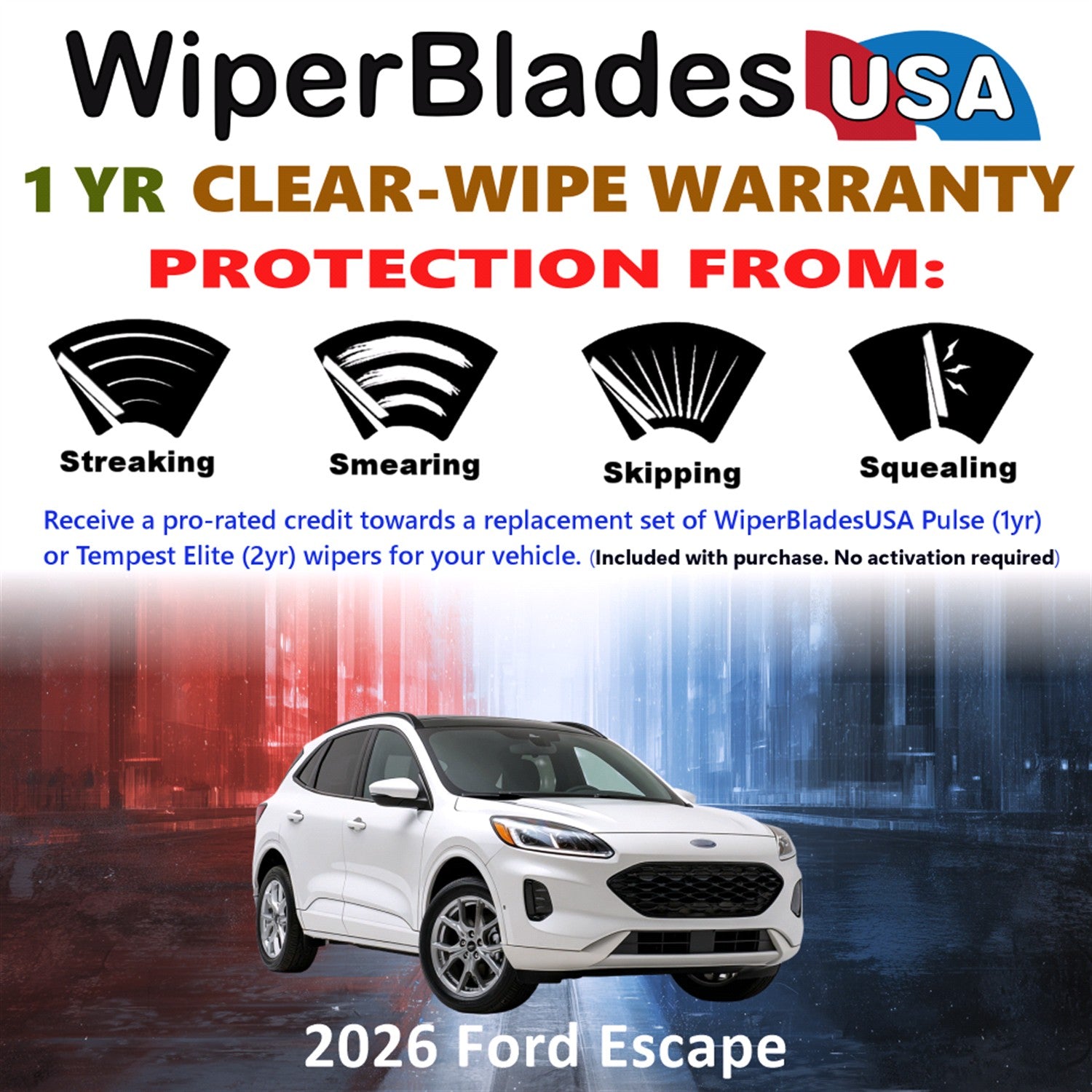 2026 Ford Escape Front Wiper blades Set Includes 1yr Wear Warranty & Free Delivery