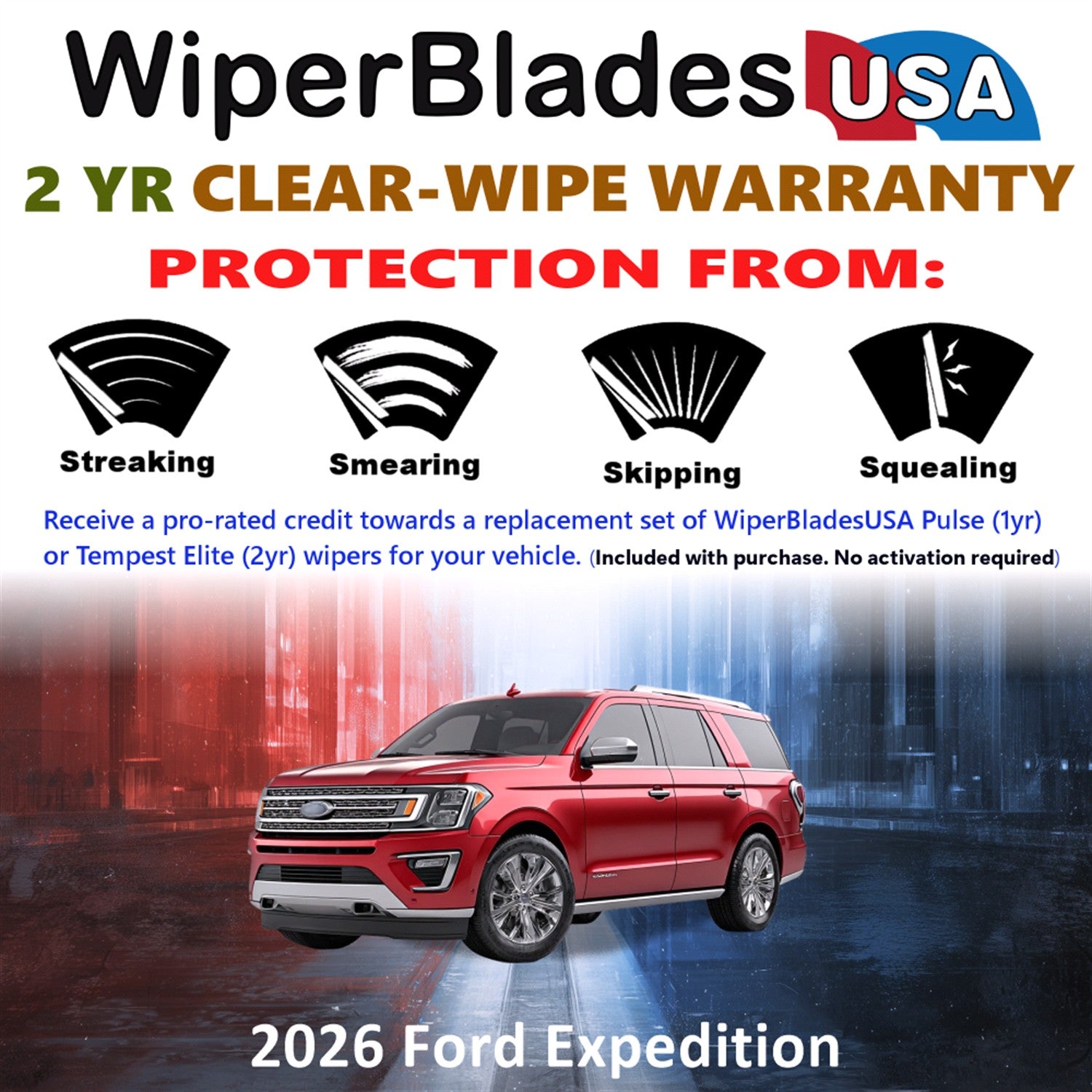 2026 Ford Expedition Front Wiper blades Set  Includes 2yr Wear Warranty & Free Delivery
