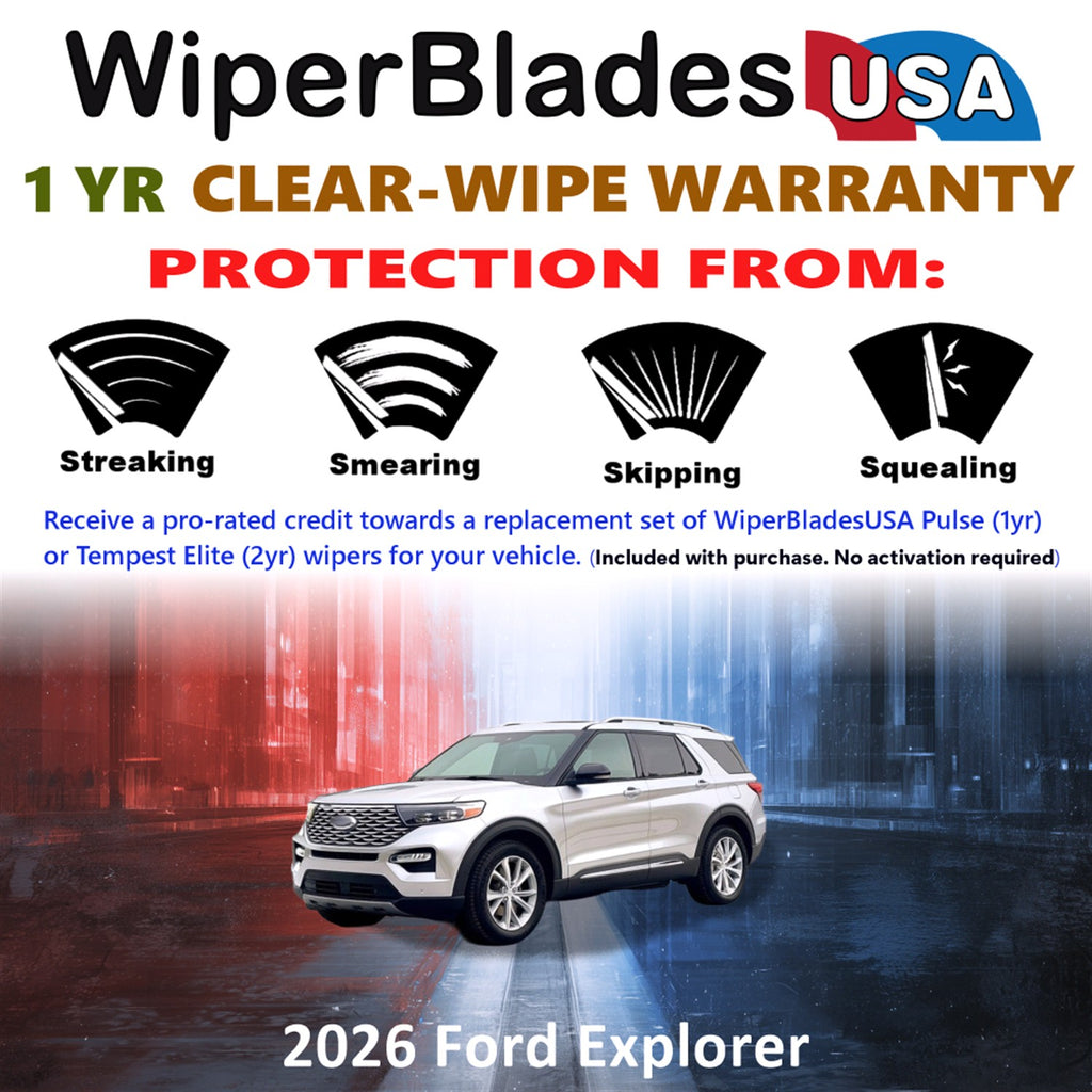 2026 Ford Explorer Front Wiper blades Set Includes 1yr Wear Warranty & Free Delivery