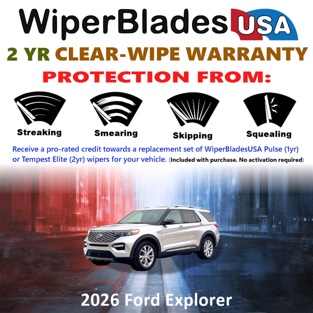 2026 Ford Explorer Front Wiper blades Set  Includes 2yr Wear Warranty & Free Delivery
