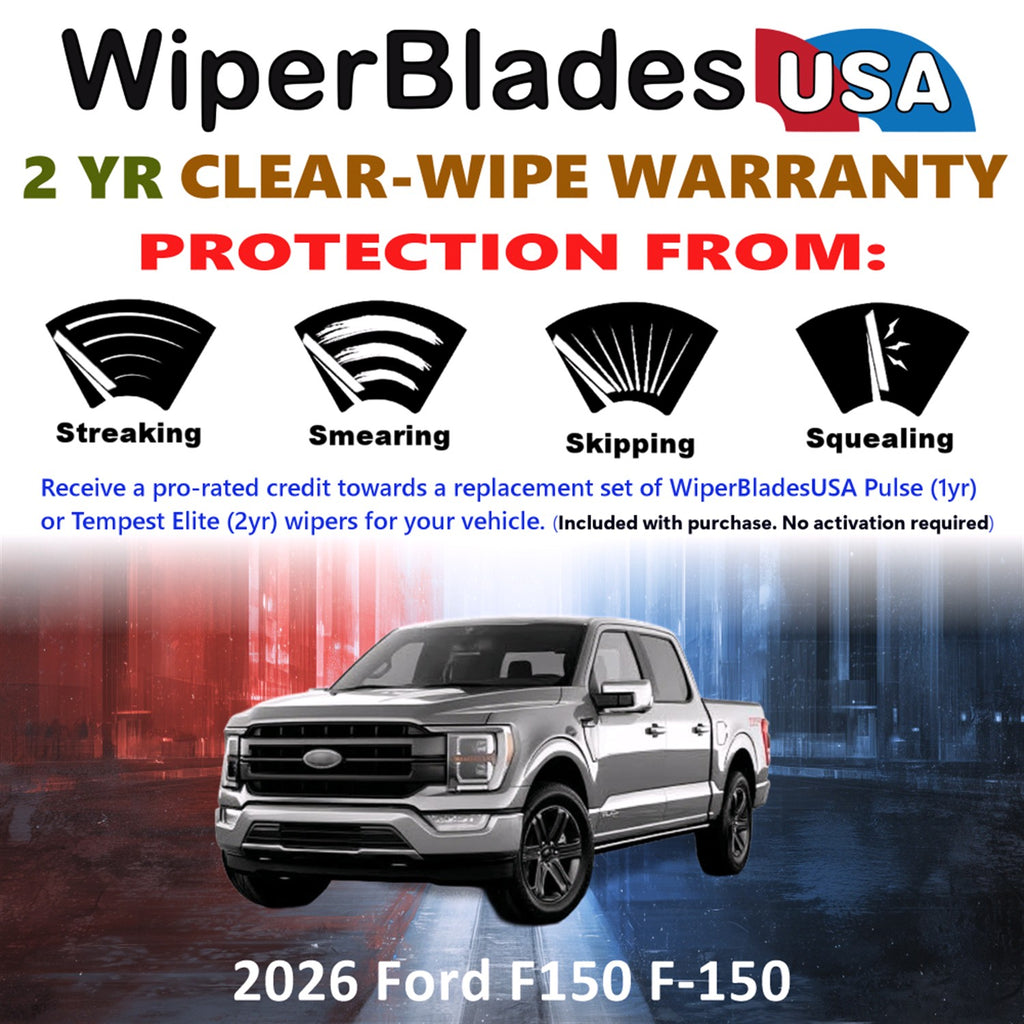 2026 Ford F150 F-150  Front Wiper blades Set  Includes 2yr Wear Warranty & Free Delivery