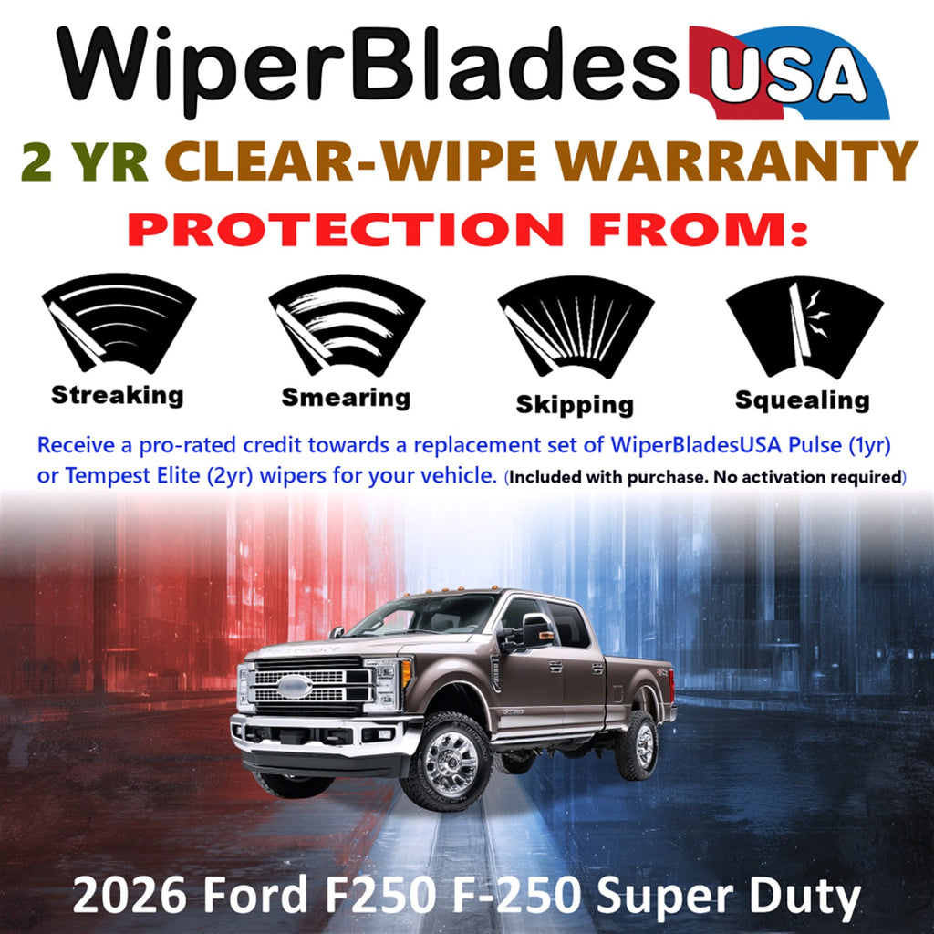 2026 Ford F250 F-250 Super Duty Front Wiper blades Set  Includes 2yr Wear Warranty & Free Delivery