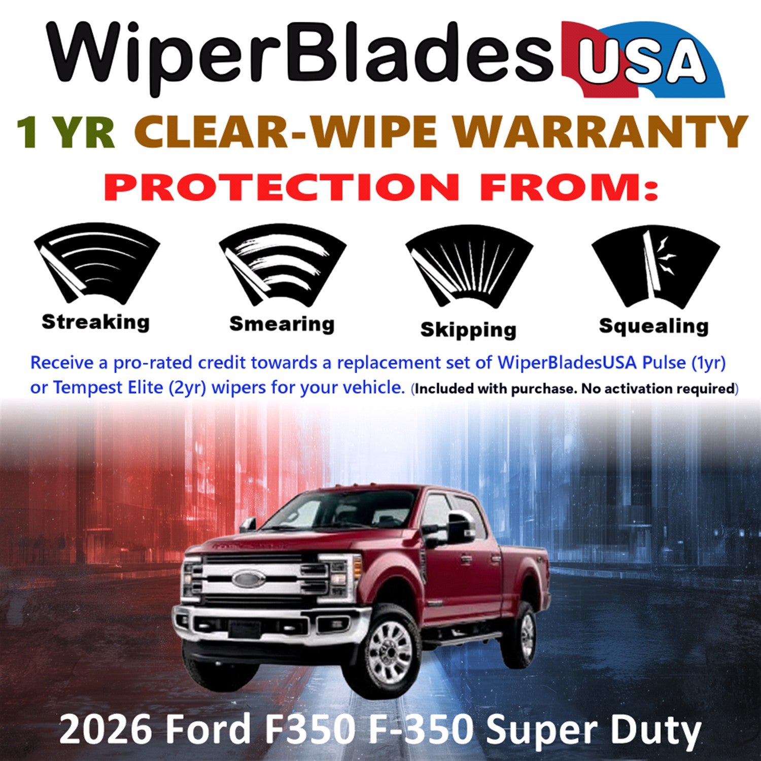 2026 Ford F350 F-350 Super Duty Front Wiper blades Set Includes 1yr Wear Warranty & Free Delivery