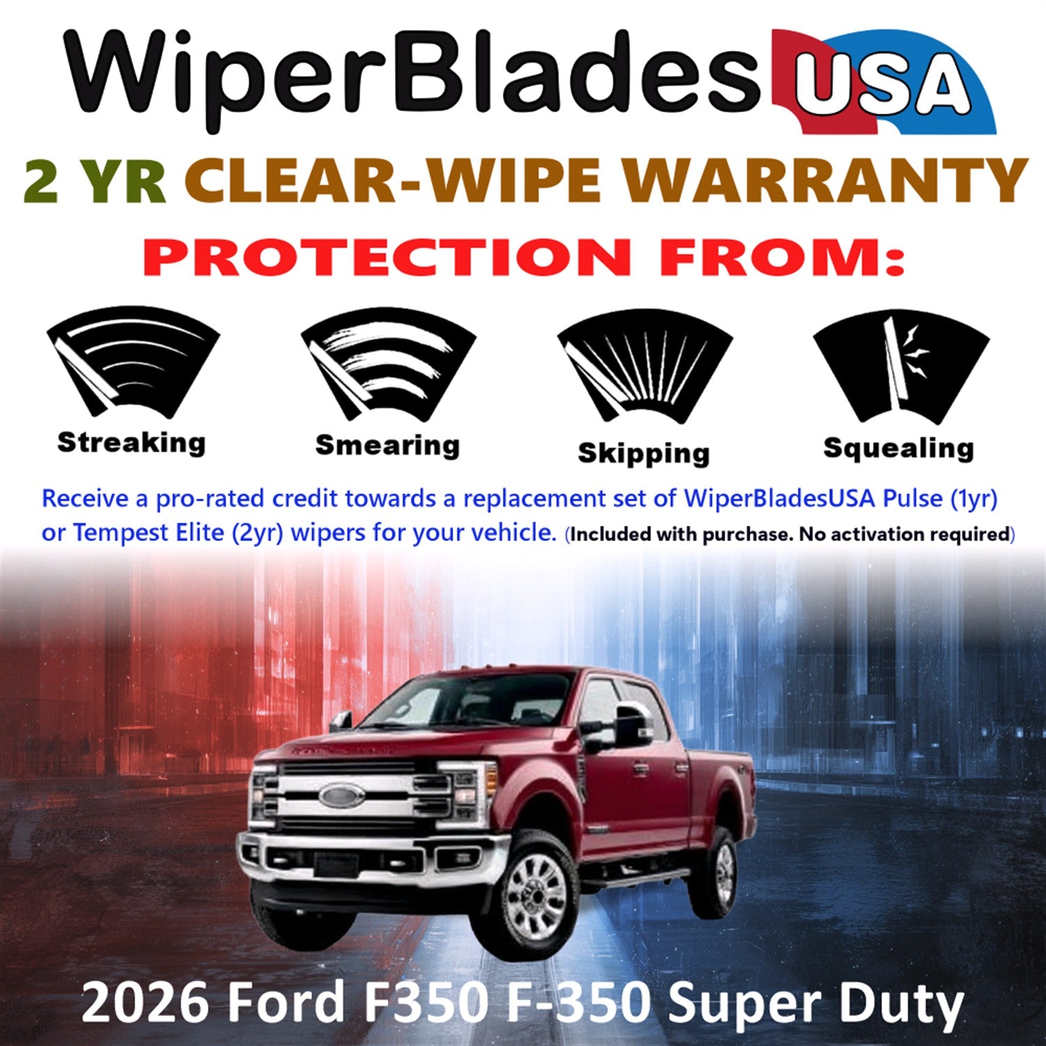 2026 Ford F350 F-350 Super Duty Front Wiper blades Set  Includes 2yr Wear Warranty & Free Delivery