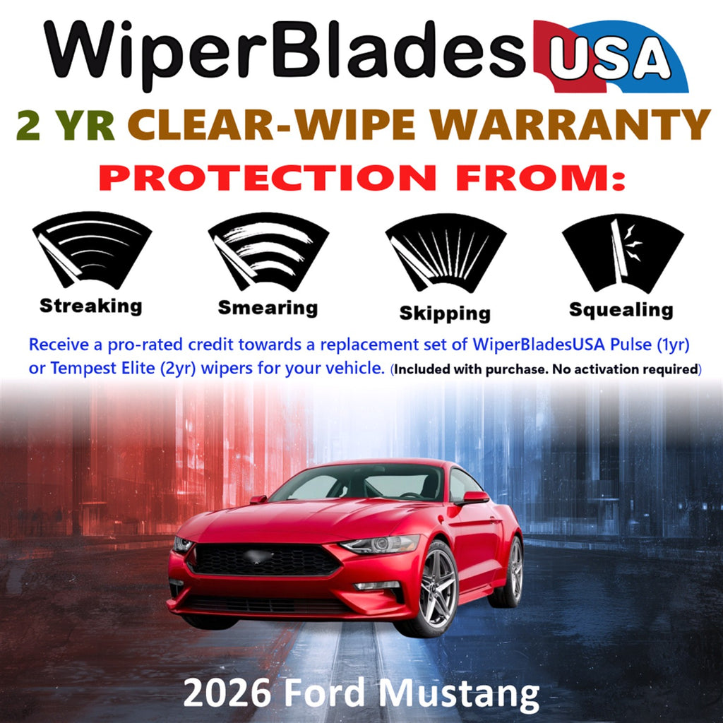 2026 Ford Mustang Front Wiper blades Set  Includes 2yr Wear Warranty & Free Delivery