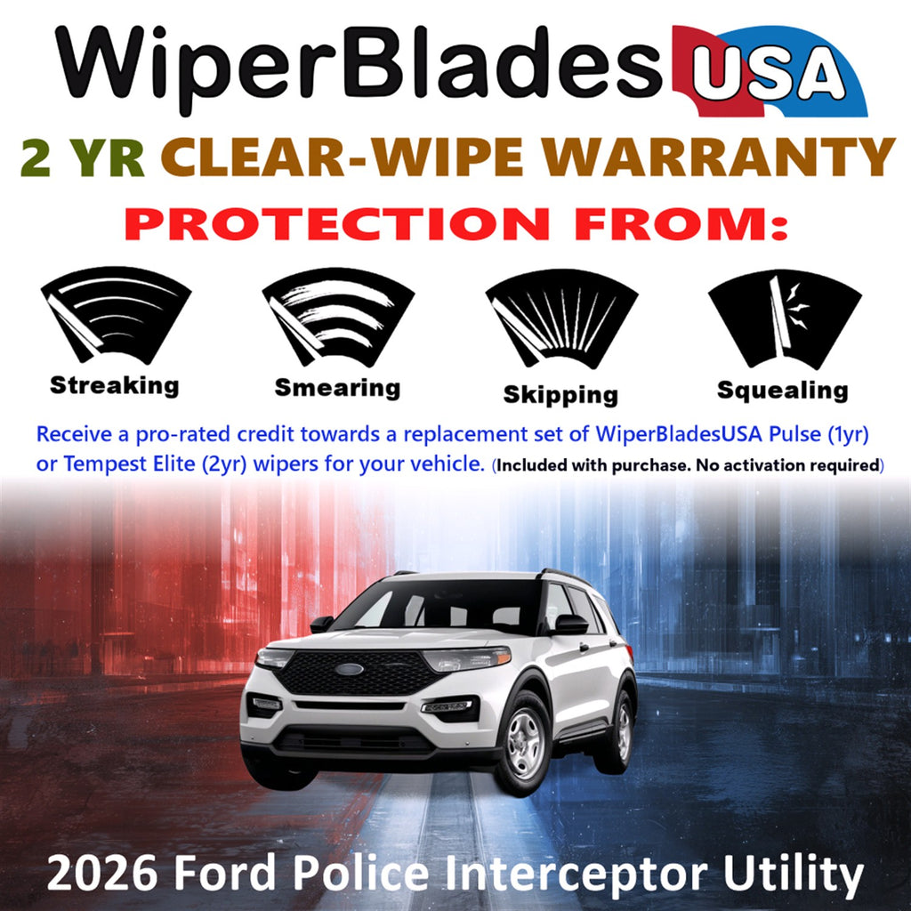 2026 Ford Police Interceptor Utility Front Wiper blades Set  Includes 2yr Wear Warranty & Free Delivery