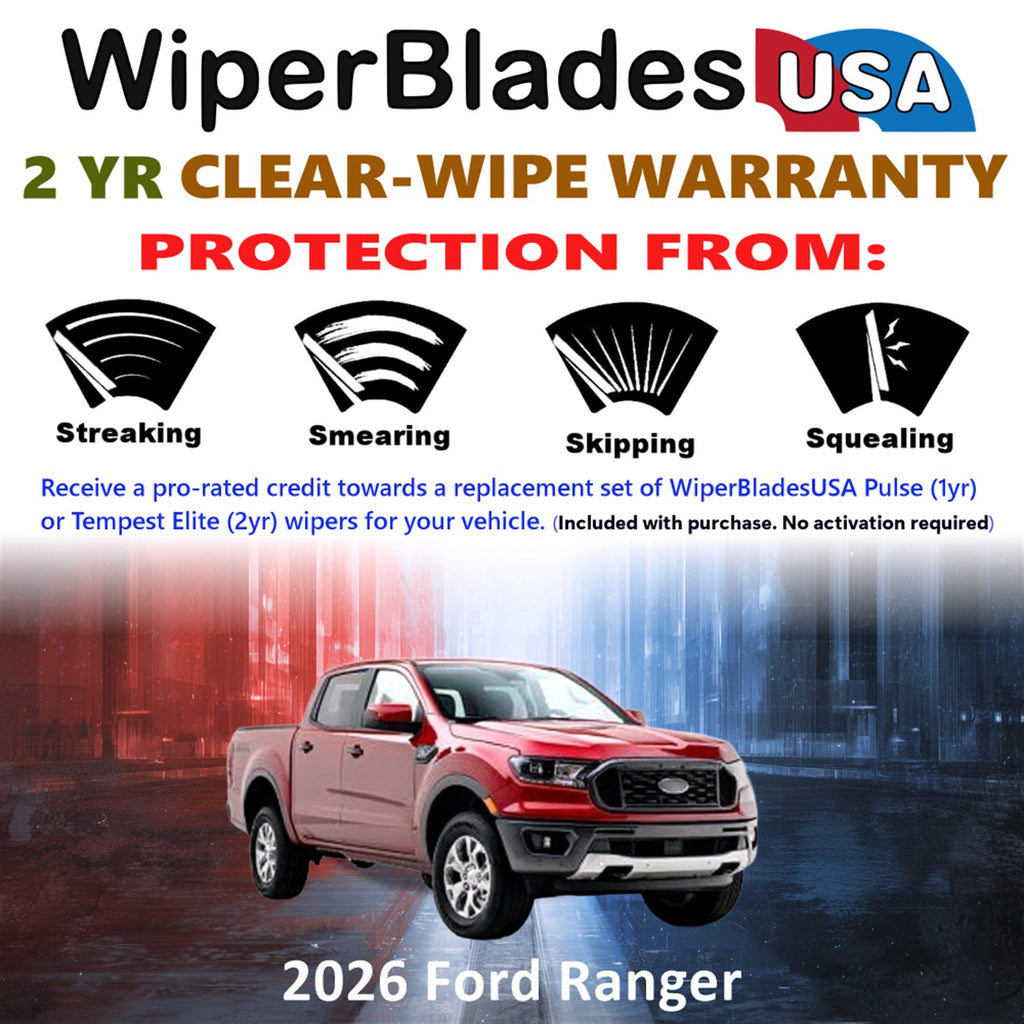 2026 Ford Ranger Front Wiper blades Set  Includes 2yr Wear Warranty & Free Delivery