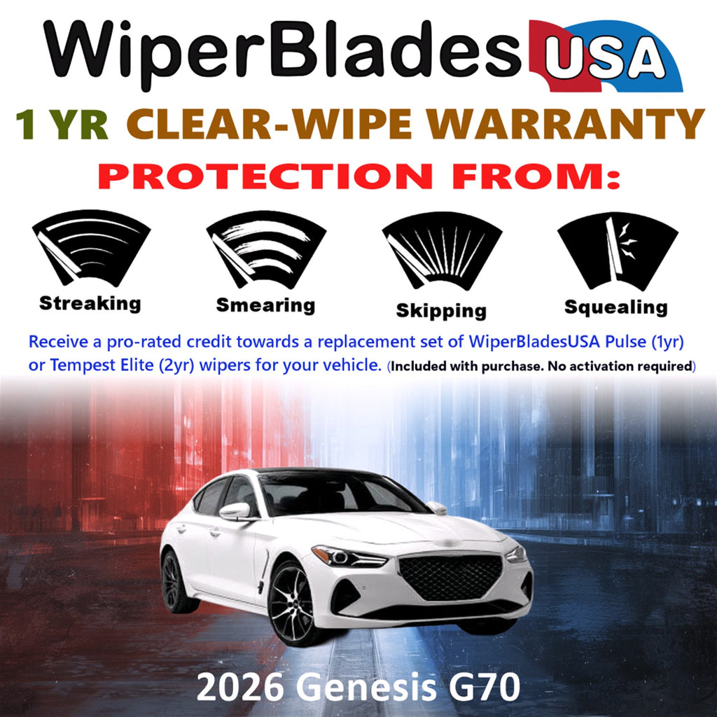 2026 Genesis G70 Front Wiper blades Set Includes 1yr Wear Warranty & Free Delivery