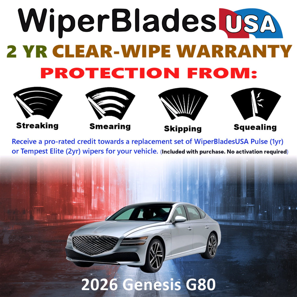 2026 Genesis G80 Front Wiper blades Set  Includes 2yr Wear Warranty & Free Delivery