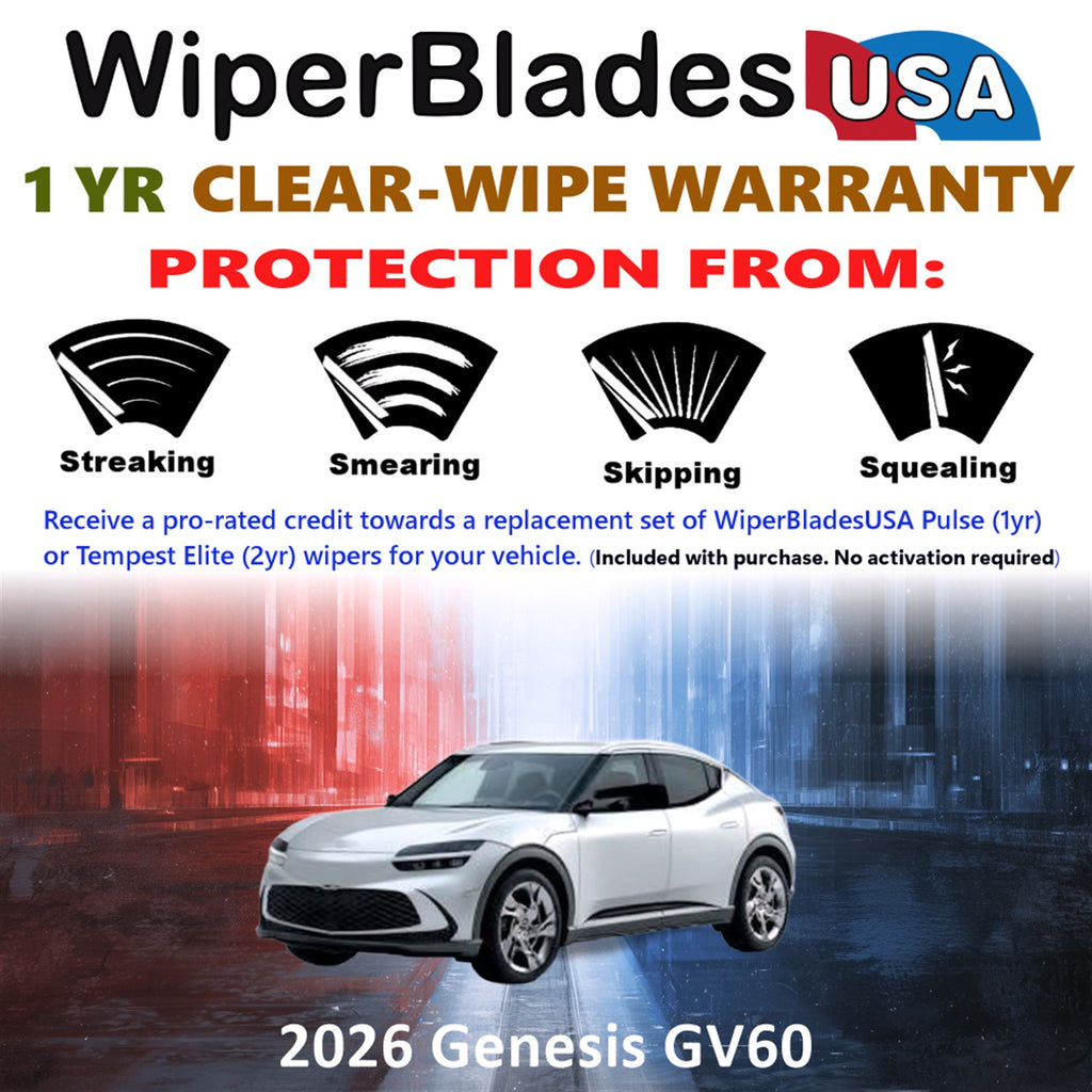 2026 Genesis GV60 Front w/Rear Wiper blades Set Includes 1yr Wear Warranty & Free Delivery