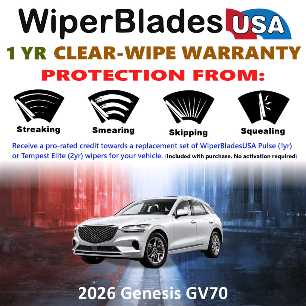 2026 Genesis GV70 Front Wiper blades Set Includes 1yr Wear Warranty & Free Delivery
