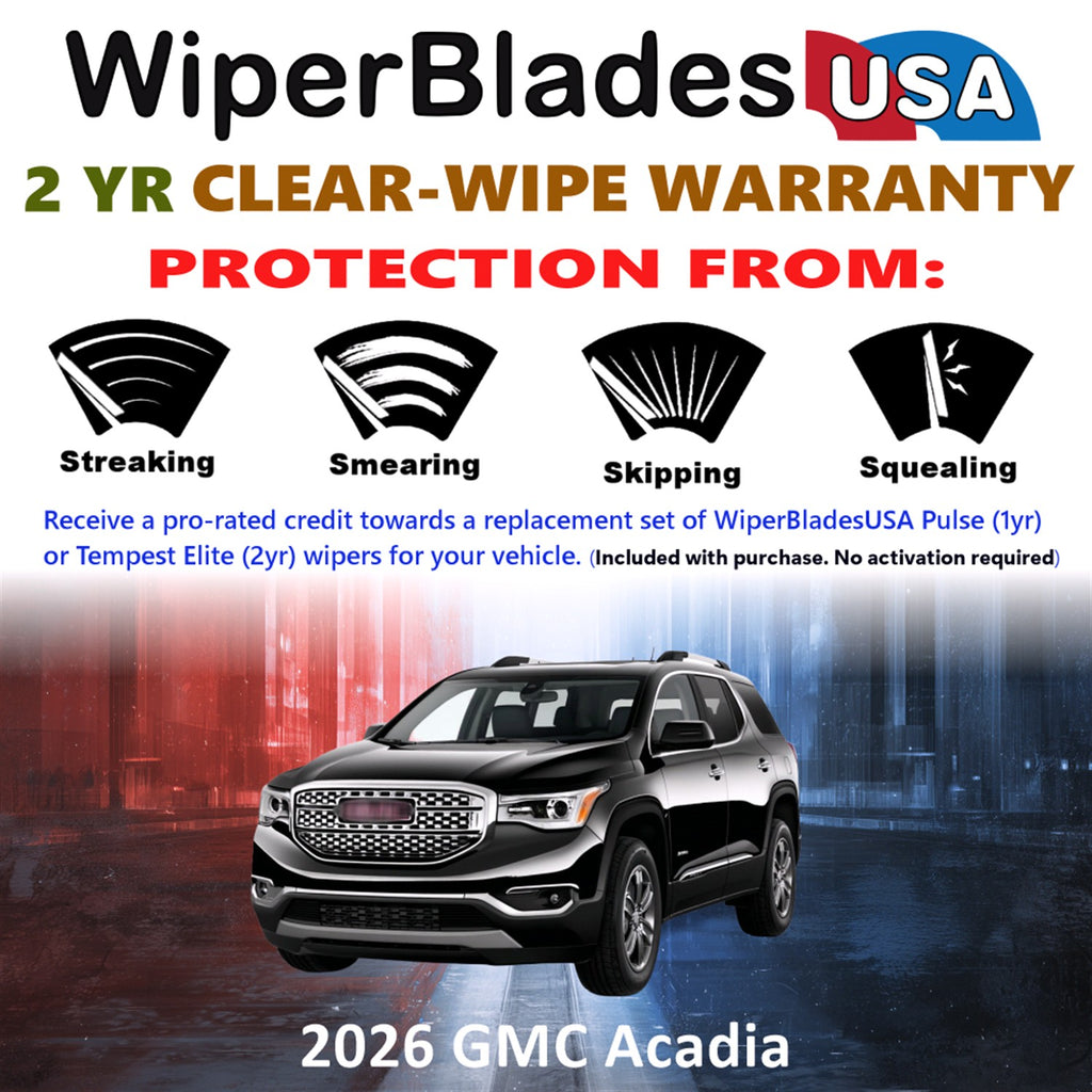 2026 GMC Acadia Front w/Rear Wiper blades Set  Includes 2yr Wear Warranty & Free Delivery