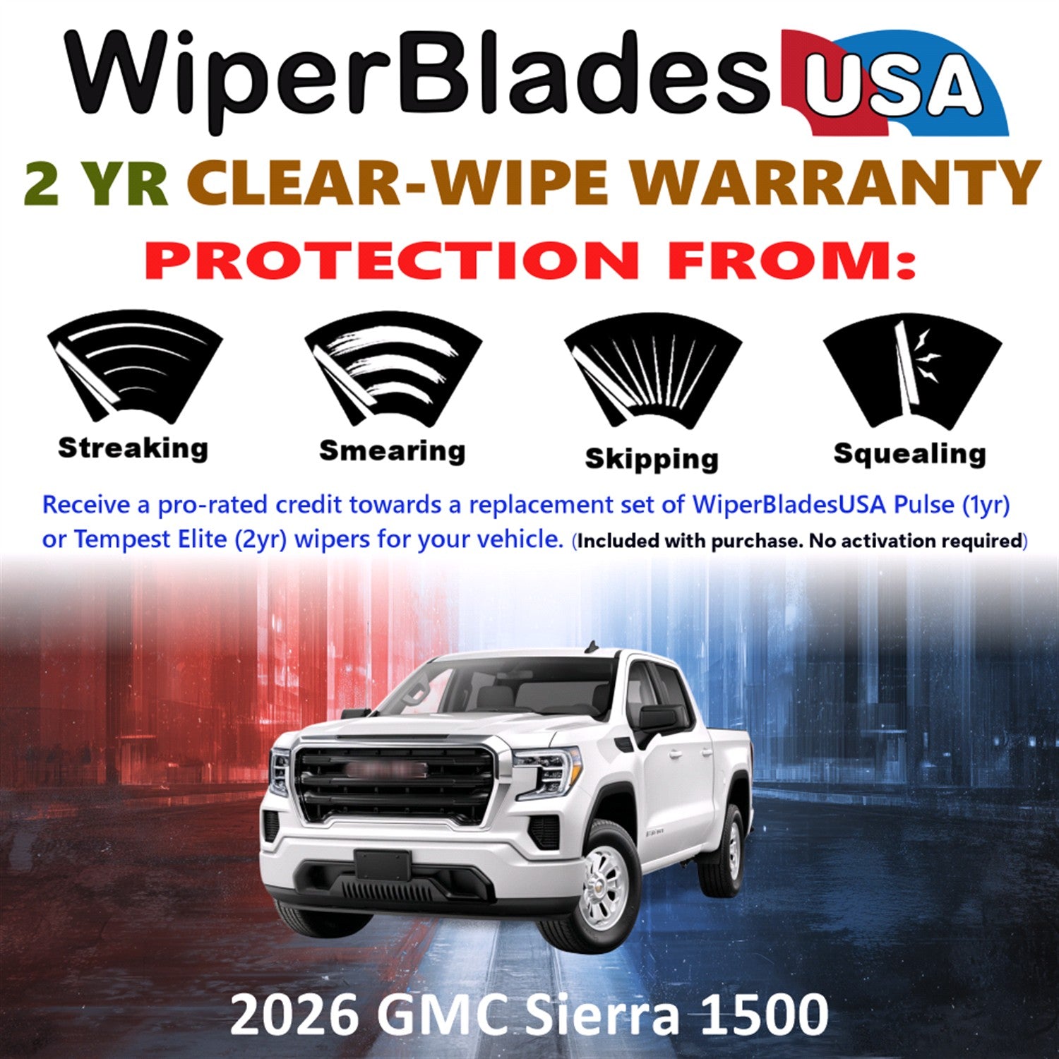 2026 GMC Sierra 1500 Front Wiper blades Set  Includes 2yr Wear Warranty & Free Delivery