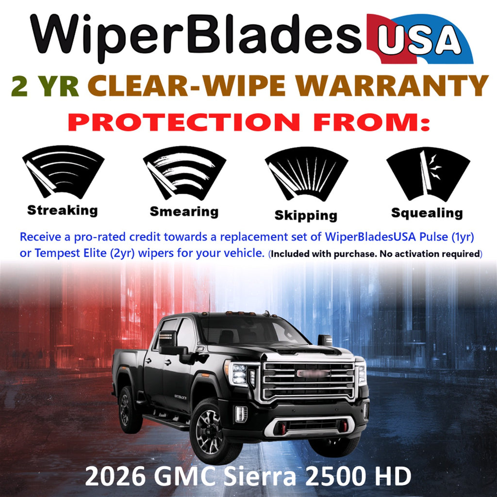 2026 GMC Sierra 2500 HD Front Wiper blades Set  Includes 2yr Wear Warranty & Free Delivery