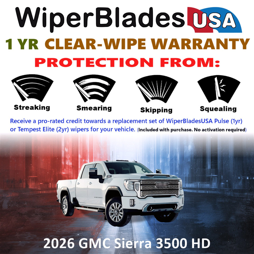 2026 GMC Sierra 3500 HD Front Wiper blades Set Includes 1yr Wear Warranty & Free Delivery