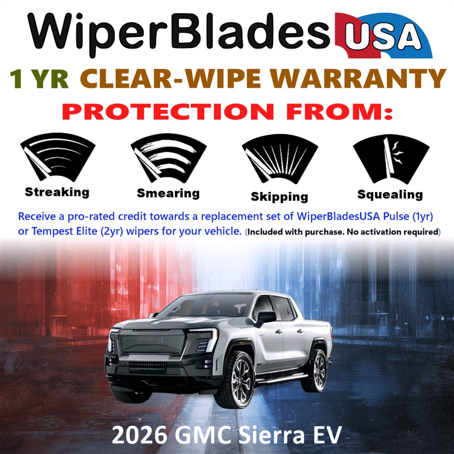 2026 GMC Sierra EV Front Wiper blades Set Includes 1yr Wear Warranty & Free Delivery