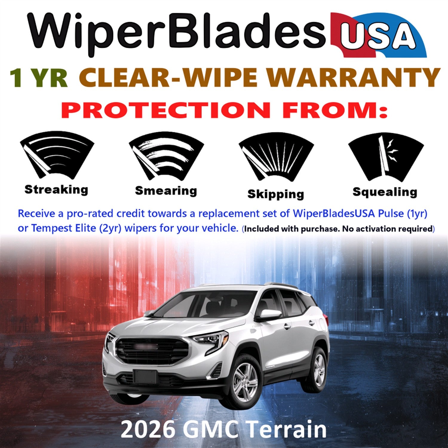 2026 GMC Terrain Front Wiper blades Set Includes 1yr Wear Warranty & Free Delivery
