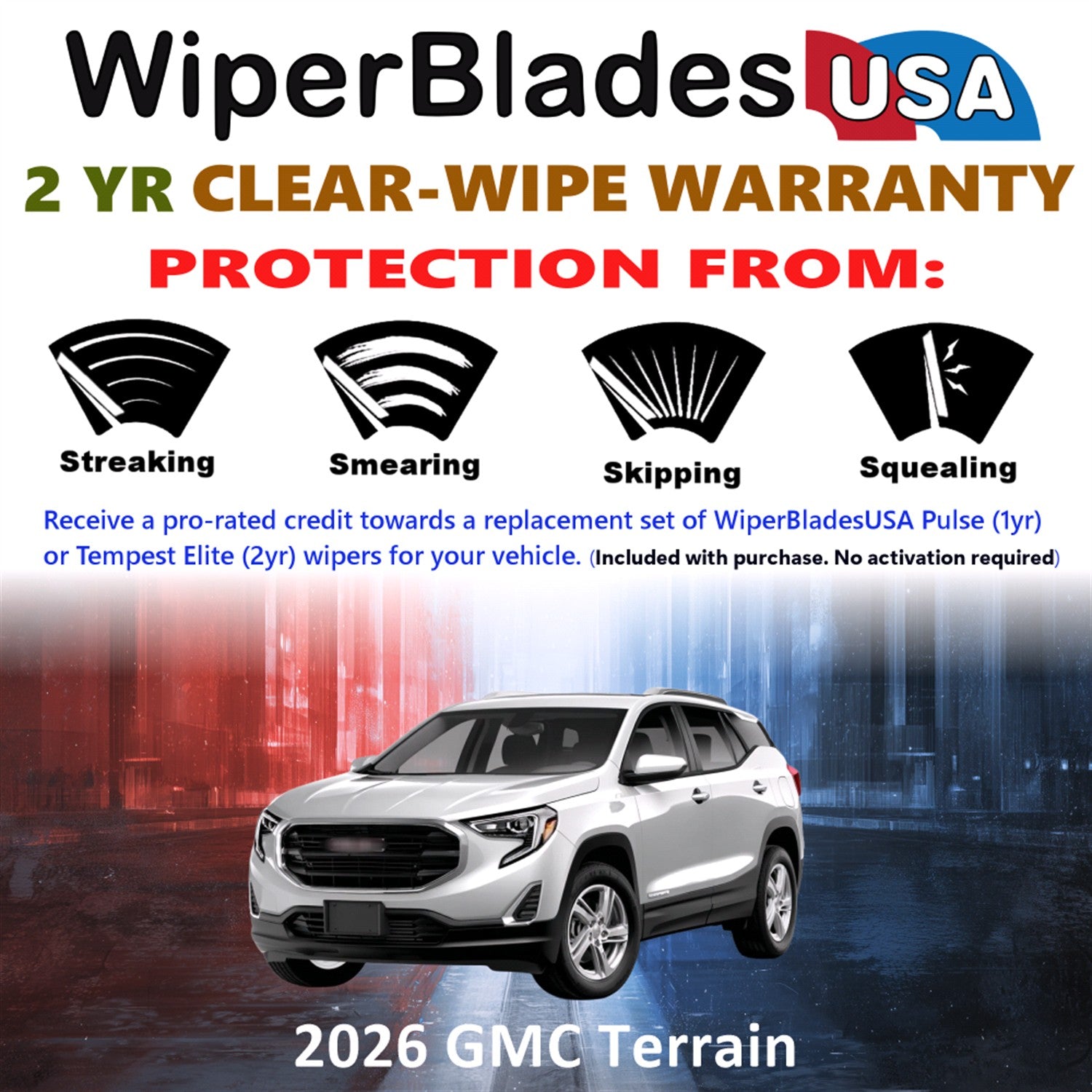 2026 GMC Terrain Front Wiper blades Set  Includes 2yr Wear Warranty & Free Delivery