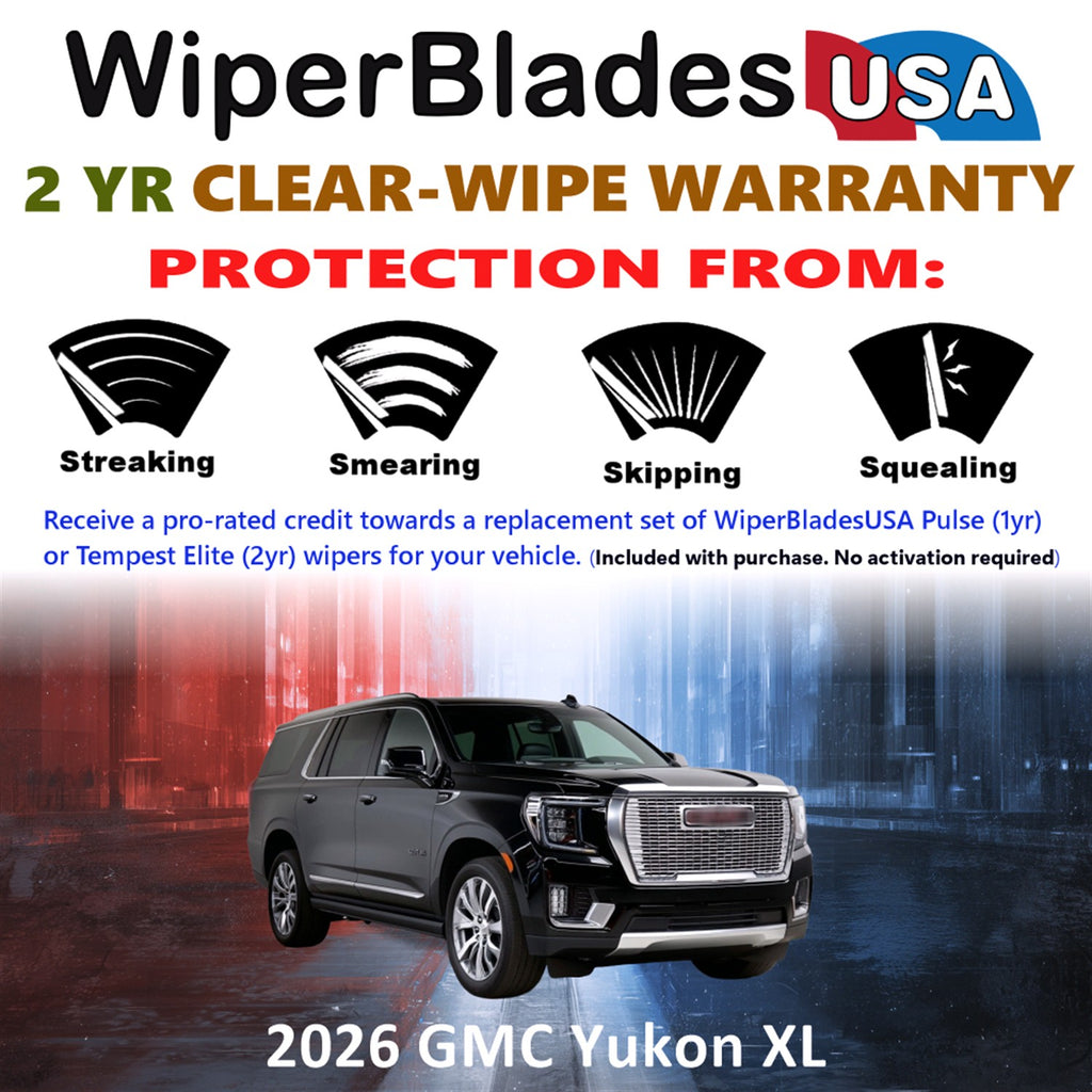 2026 GMC Yukon XL Front w/Rear Wiper blades Set  Includes 2yr Wear Warranty & Free Delivery