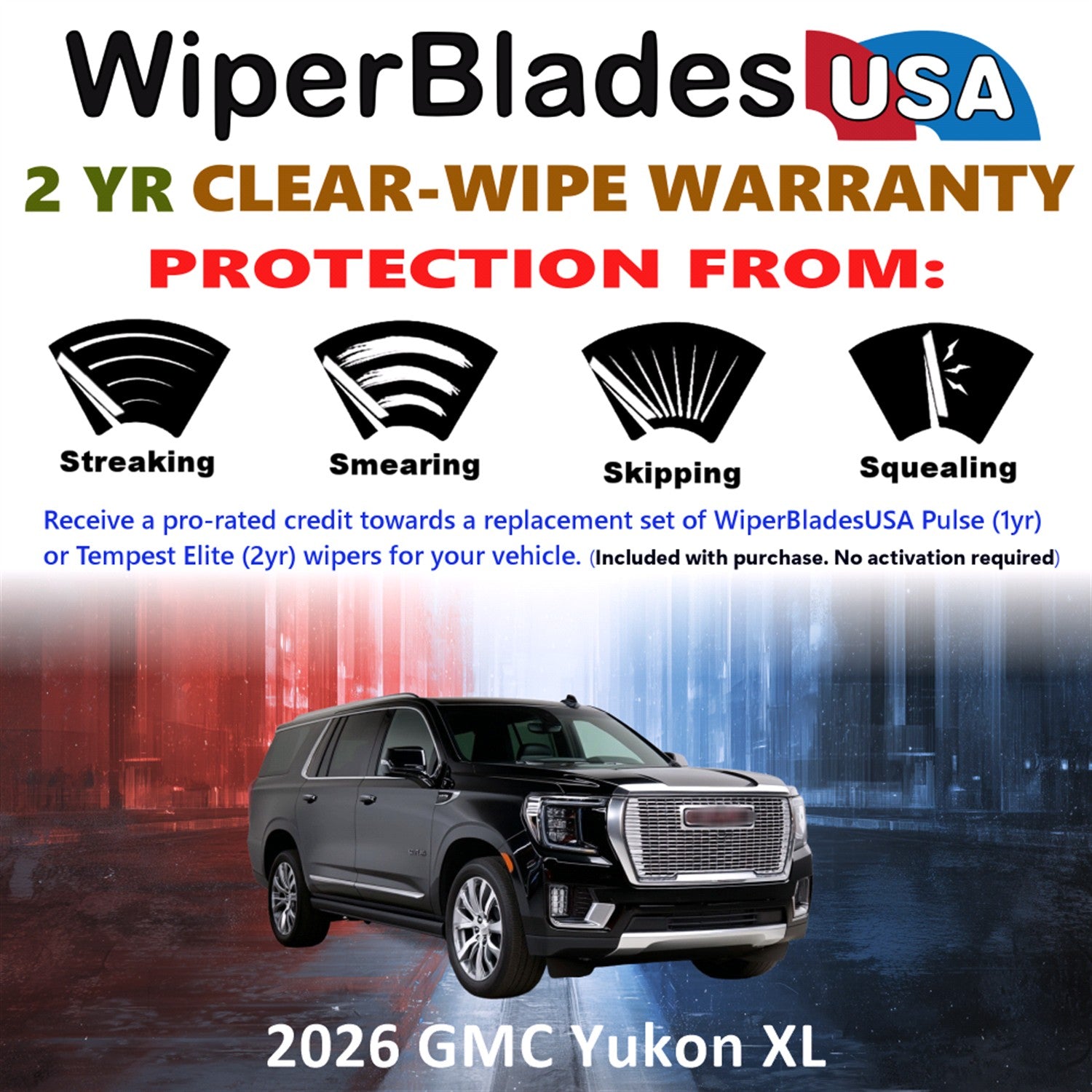 2026 GMC Yukon XL Front w/Rear Wiper blades Set  Includes 2yr Wear Warranty & Free Delivery