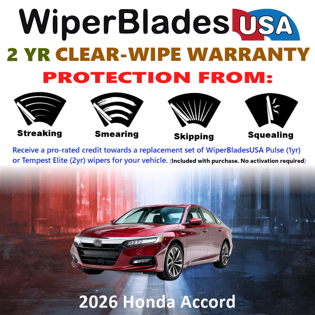 2026 Honda Accord Front Wiper blades Set  Includes 2yr Wear Warranty & Free Delivery