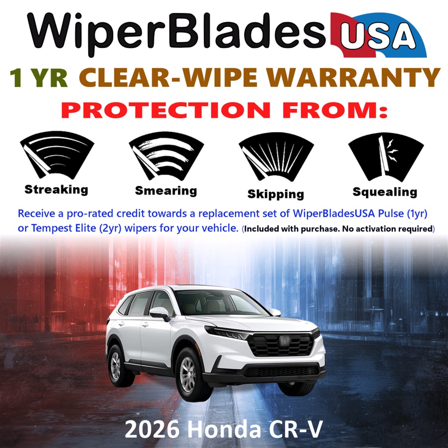 2026 Honda CR-V Front Wiper blades Set Includes 1yr Wear Warranty & Free Delivery